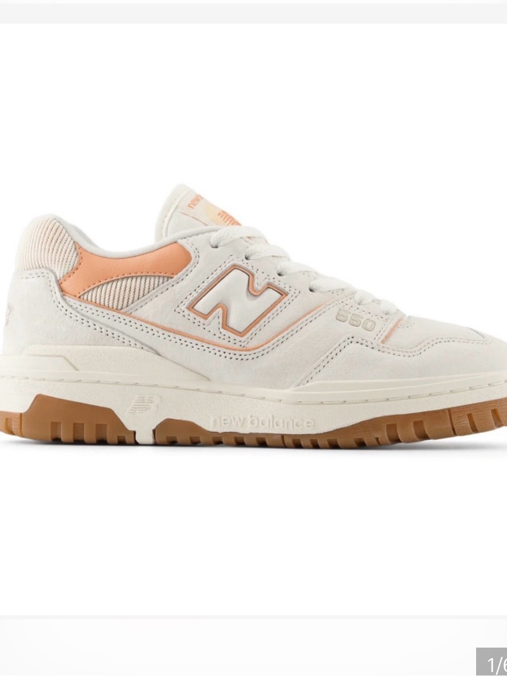 New Balance Cream sea salt / Peach Low-Top Sneakers 8.5 550 ortholite - Picture 2 of 3